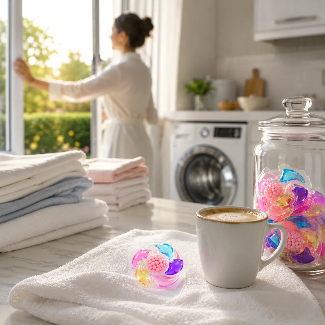 Капсули за пране 6 в 1, Laundry Beads, 30 броя, водоразтворими, с почистващи и ароматизиращи гранули фото 6