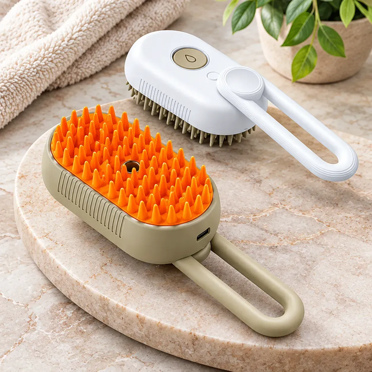 Четка 3 в 1 за козина, водна мъгла, за кучета и котки, гъвкави зъбци, USB зареждане фото 7