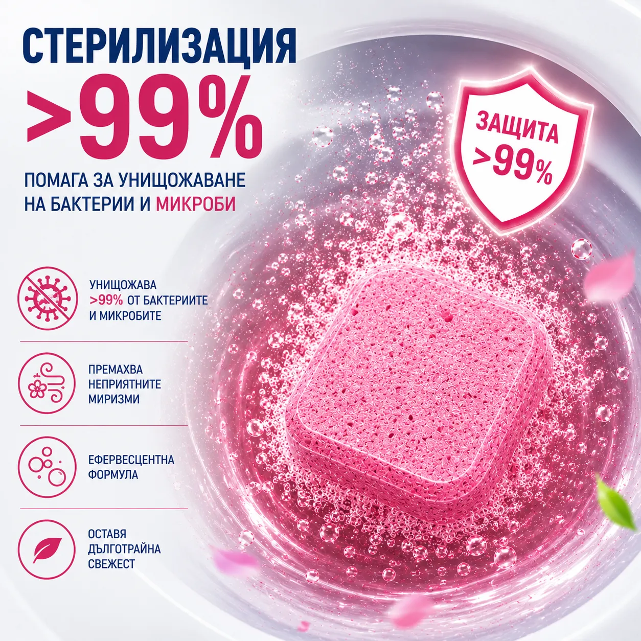Почистващи таблетки за тоалетна 12 броя против котлен камък – Стерилизация >99%, дезодориране и свеж аромат фото 7