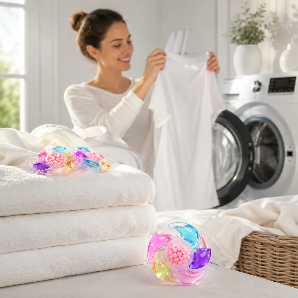 Капсули за пране 6 в 1, Laundry Beads, 30 броя, водоразтворими, с почистващи и ароматизиращи гранули фото 9