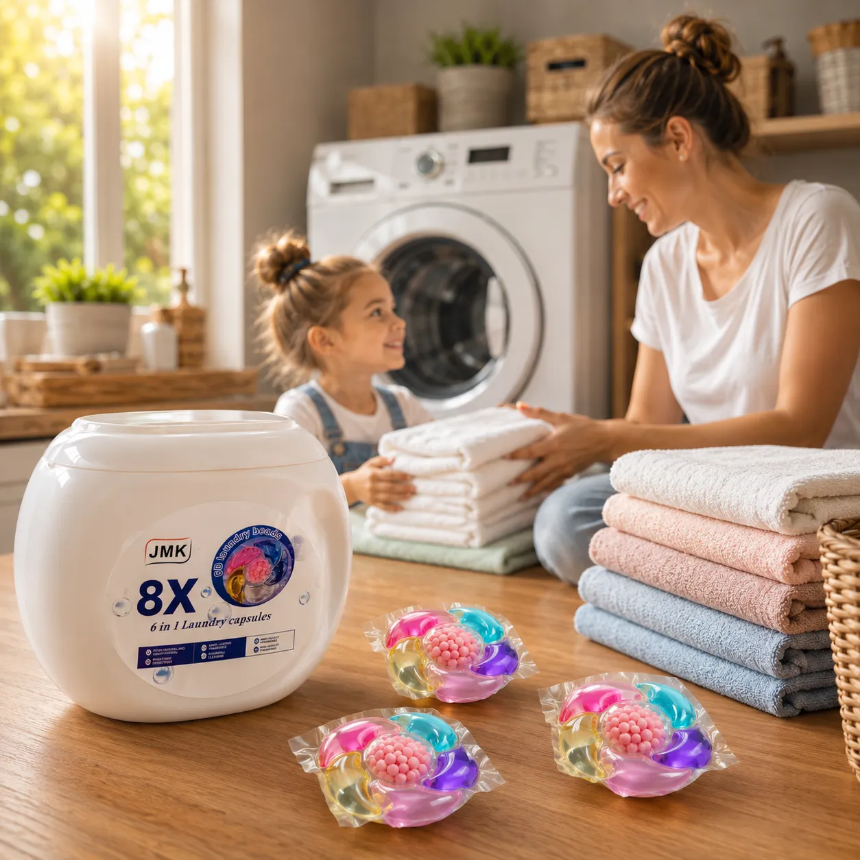 Капсули за пране 6 в 1, Laundry Beads, 30 броя, водоразтворими, с почистващи и ароматизиращи гранули