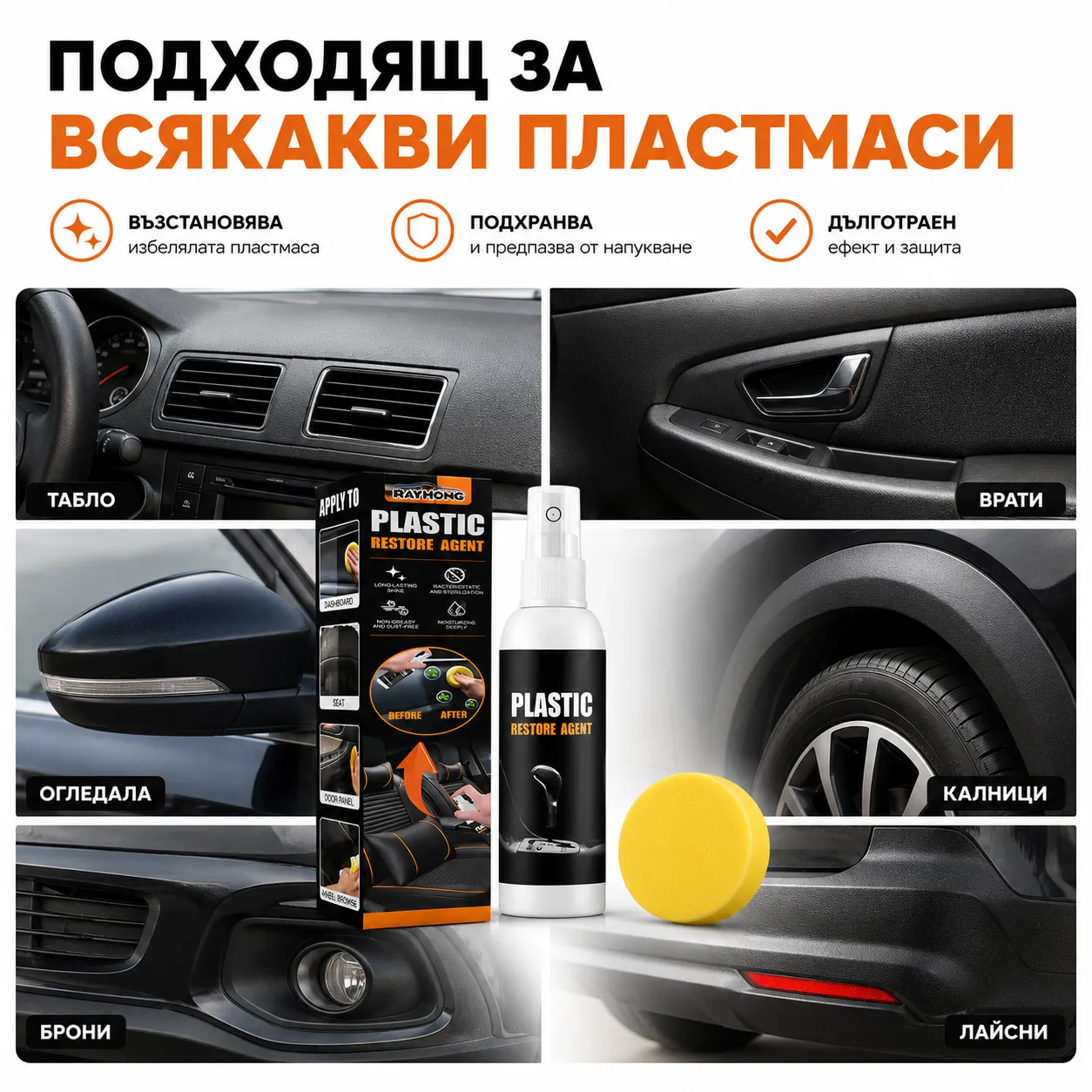 Препарат за възстановяване на пластмаса, 100мл, Plastic Restore Agent, за автомобилни пластмасови елементи, течен спрей фото 6