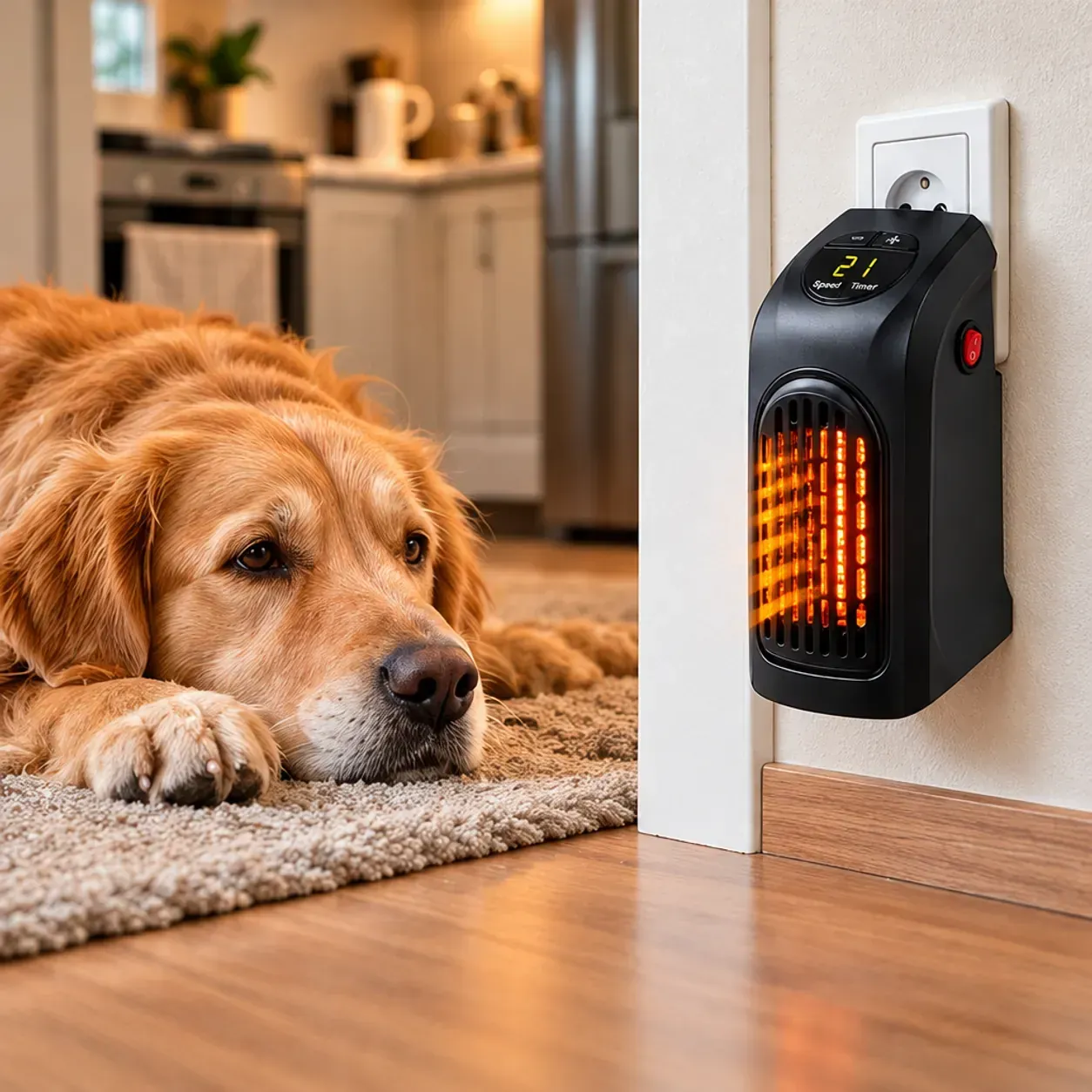 Керамична печка за контакт Handy Heater, 400 W, термостат 15–32 °C, LED дисплей и 12-часов таймер, за малки помещения фото 2