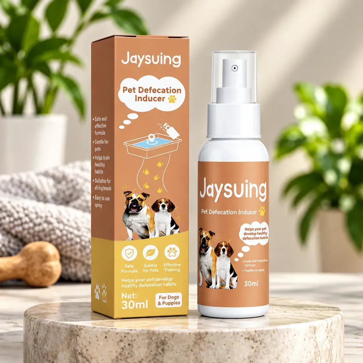 Обучаващ спрей за кучешка тоалетна, Jaysuing Pet Defecation Inducer, 30 мл, за пелена, тава и избрана зона