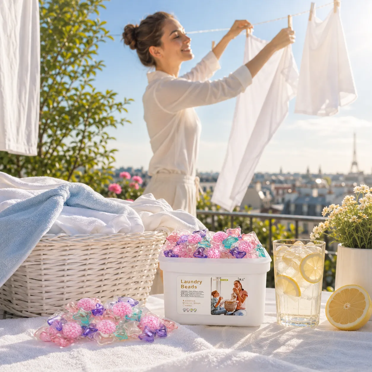 Капсули за пране 5 в 1, Laundry Beads, 50 броя, водоразтворими, с почистващи и ароматизиращи гранули фото 6