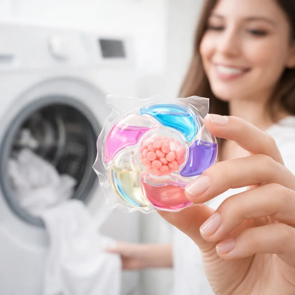 Капсули за пране 6 в 1, Laundry Beads, 30 броя, водоразтворими, с почистващи и ароматизиращи гранули фото 4