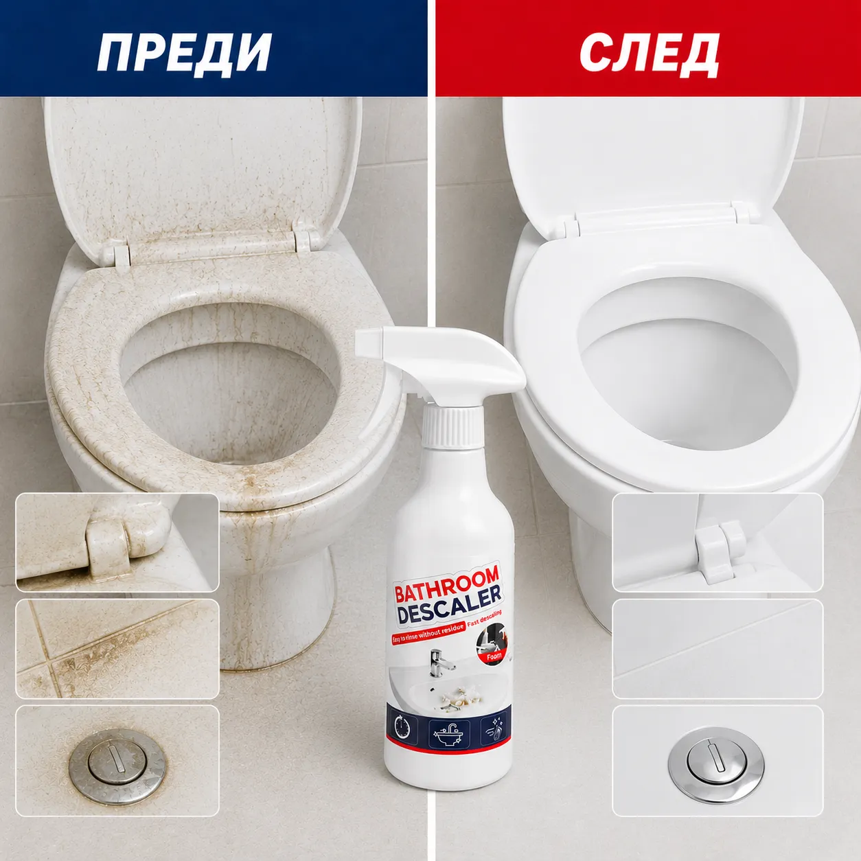Препарат за почистване на баня и мивки, 300мл, Bathroom Descaler, течен спрей, против варовик и натрупвания, за вана мивка и душ зона фото 3