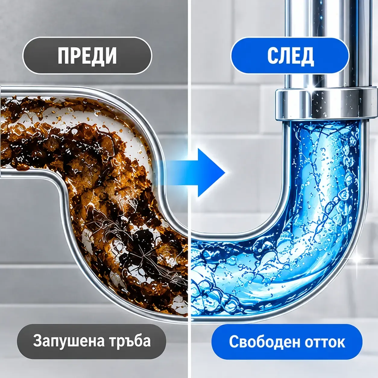 Гранули за отпушване на канали, Block Terminator Pipe Dredge, за мазнини, храна и косми, за кухня и баня, 270 г фото 2